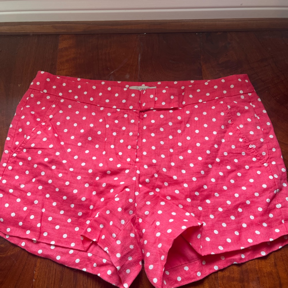 J. Cree Pink & White Polka Dot Linen Shorts